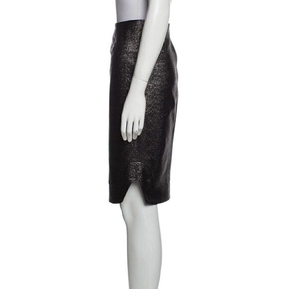 Johnathan Simkhai Black & Silver Metallic Shimmer Pencil Skirt. Size 8. EUC! - Picture 2 of 6